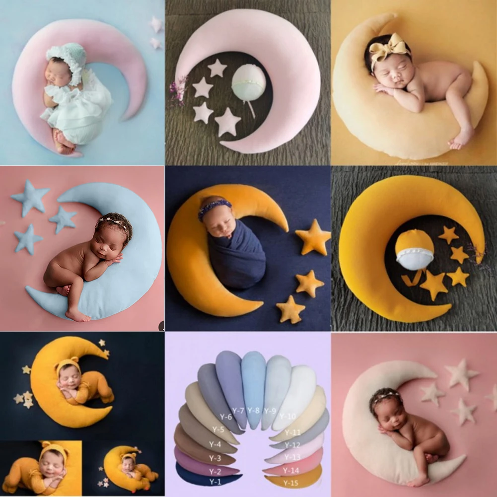 

Реквизит для фотосъемки новорожденных детей Фон Луна Звезда комплект плюшевых подушек Детская фотография игрушка для новорожденных мальч...