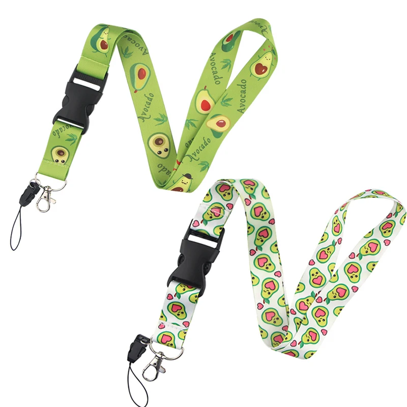 

Avocado Cute Figure Cartoon Printed Lanyards Keychain Mobile Phone Neck Strap Funny Fruit Hang Rope Keycord Jewelry Gift for Kid