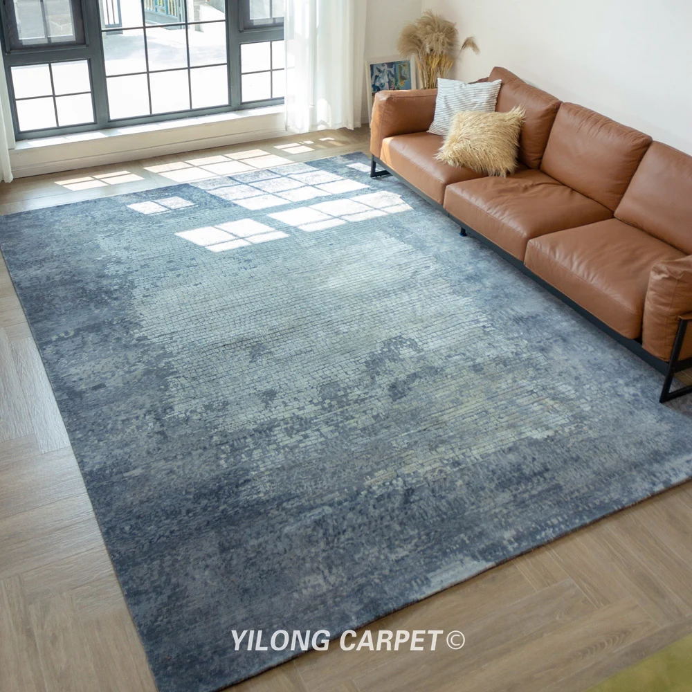 Kopen Yilong 9 'X 12' Ocean Blue Land Handwoven Wol Gebied Tapijt Slaapkamer Tapijt (YLRugP1972)