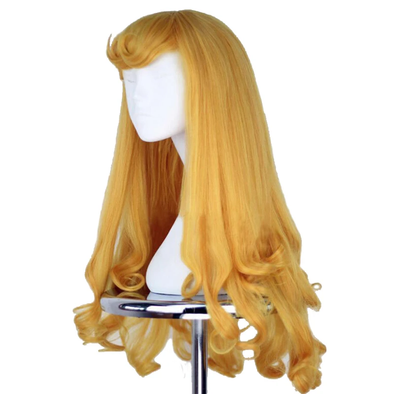Anime Sleeping Beauty Princess Aurora Wig Briar Rose Long Yellow Hair Cosplay Costume Halloween Party Wigs + Cap | Тематическая