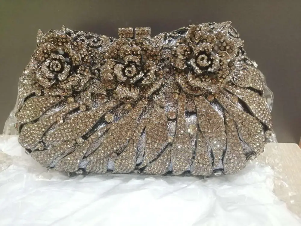 Женские стразы вечерние сумочки клатчи с кристаллами черные металлические