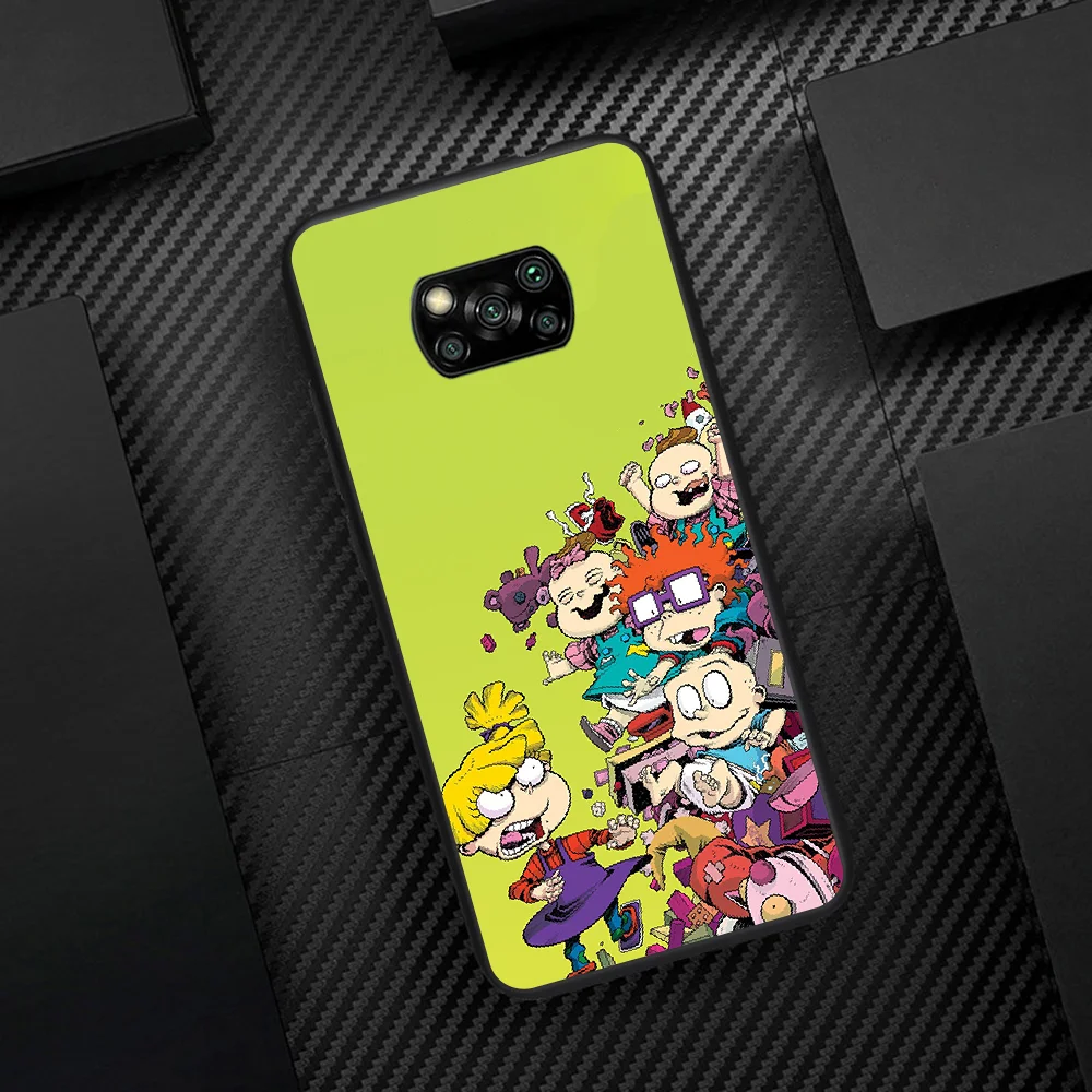 

Cartoon Rugrat Phone Case Cover Hull For Xiaomi Mi A2 A3 8 9 SE 9T 10 10T Lite Pro Ultra Poco X3 black Shell Pretty Bumper Soft