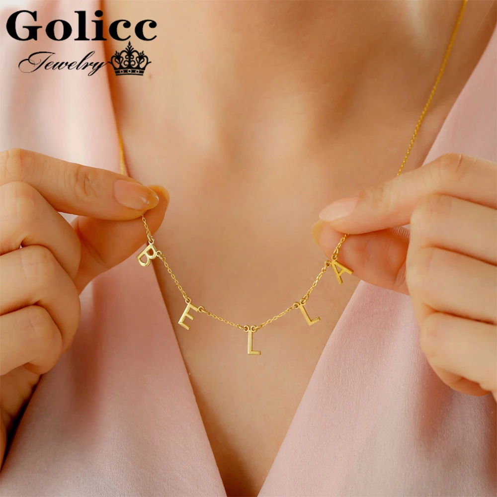 Golicc Custom Brieven Ketting customize Chokers Voor Vrouwen Rvs Goud Beginletter Naam Hanger Kettingen Gift Sieraden | Украшения и