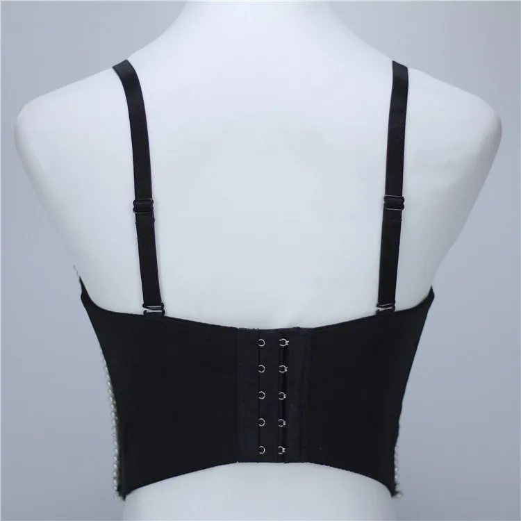 

PYJTRL Sexy Ladies Heavy Crystals Beaded Camisole Handmade Luxurious Tights Women's Night Club Belly Shaping Top Camisetas Mujer