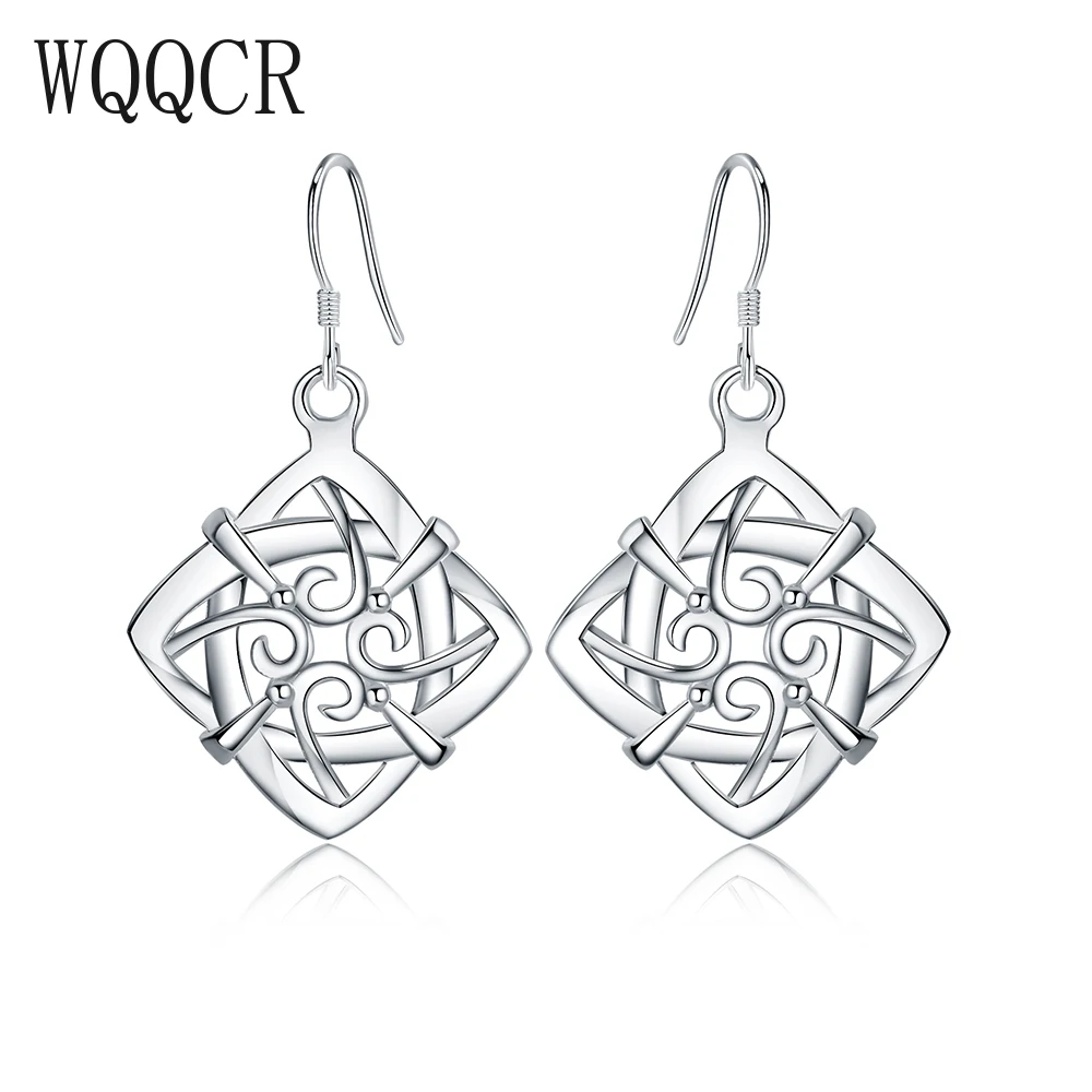 

925 серебряные геометрические полые серьги, изысканные темпераментные серьги, Женские Ювелирные изделия, подарки, изысканные ювелирные изде...