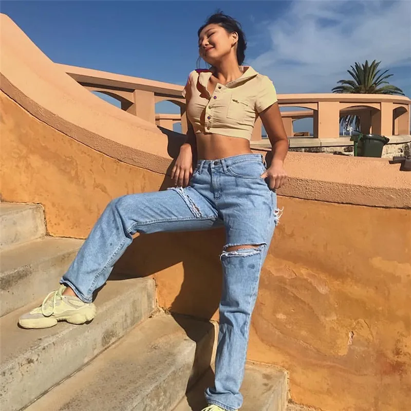 Женская футболка с коротким рукавом модный тренд однотонный кардиган отворотом