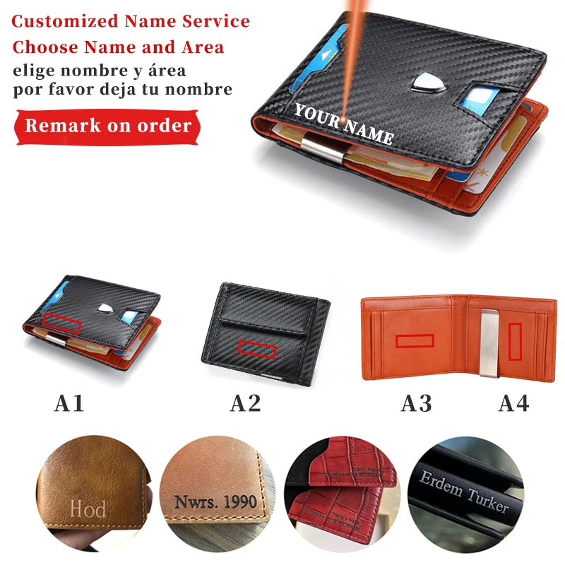 Мужской деловой бумажник из углеродного волокна персонализированный кошелек с