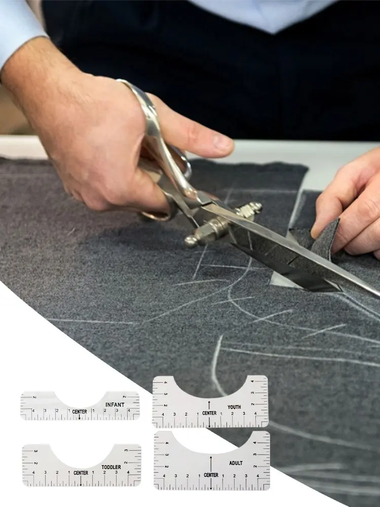 

4PCS T-Shirt Alignment Ruler, Craft Ruler With Guide Tool For Fashion Design Drawing Template Craft Tool Set Sewing Accessory