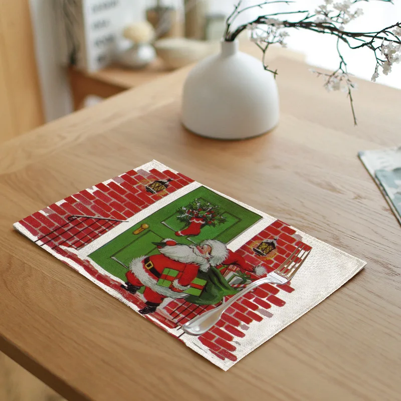 Веселые рождественские украшения Санта Клаус столовый коврик Снеговик