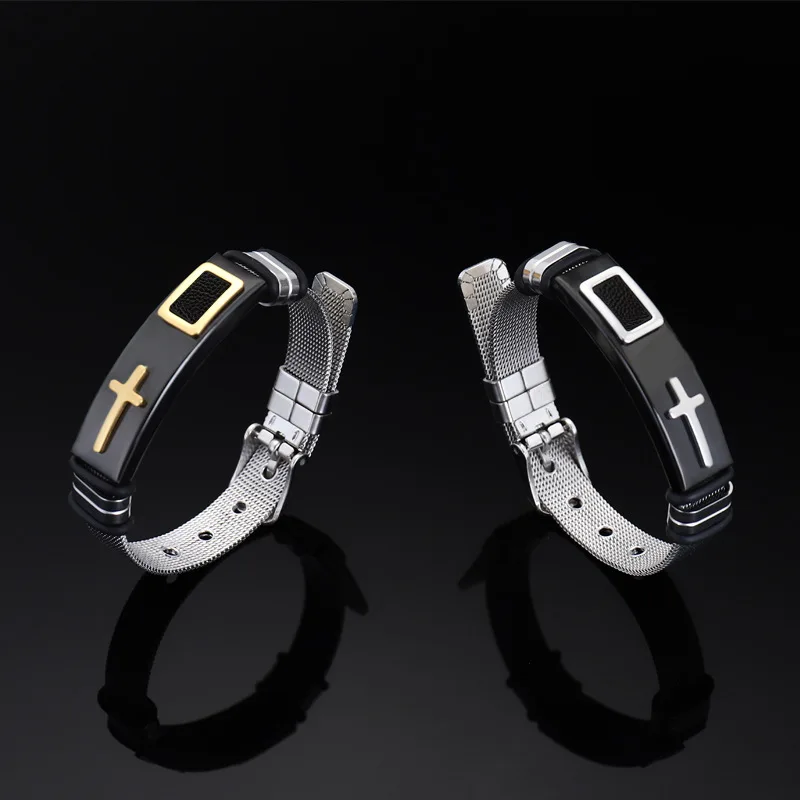 3 цвета браслет для женщин и мужчин из нержавеющей стали сетчатый крест Христос