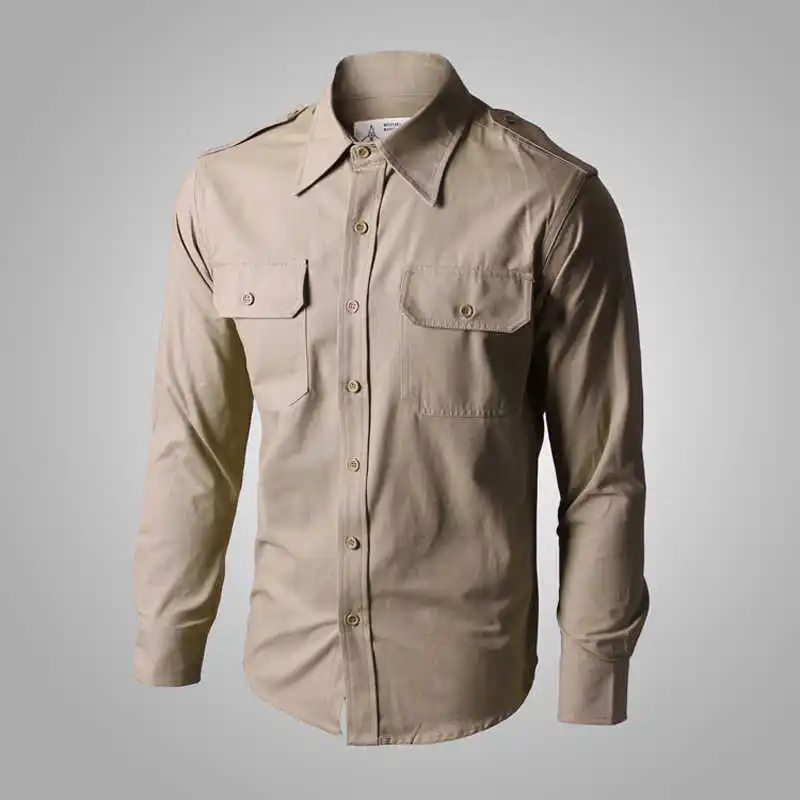 

Band Brothers of Replication US 101 Airborne Division Mens Khaki Shirts Pure Cotton Slim Fit Shirt For Men Military Style Green