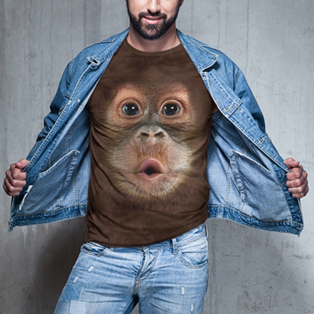 

2021 Men T-Shirt 3D Double-Sided Printed Animal Funny Tees Casual Tee Novelty Funny T-Shirts Streetwear T-Shirts Hip Hop Short