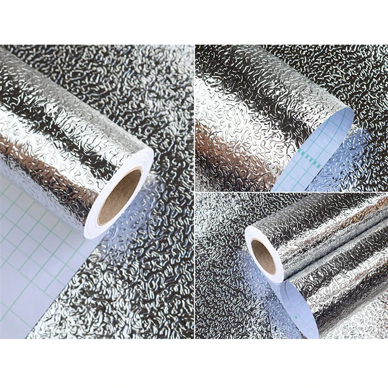 kitchen oil proof and waterproof sticker aluminum foil range hood stove cabinet self adhesive 3d wallpaper diy contact paper free global shipping