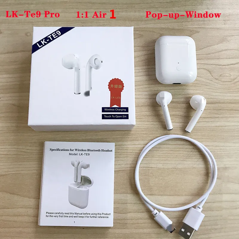 Lk te9 pro Наушники-вкладыши tws с w1 чип ecouteur Беспроводная связь bluetooth наушники Беспроводные спортивные наушники с зарядный чехол pk i200 наушники-вкладыши tws с i7s