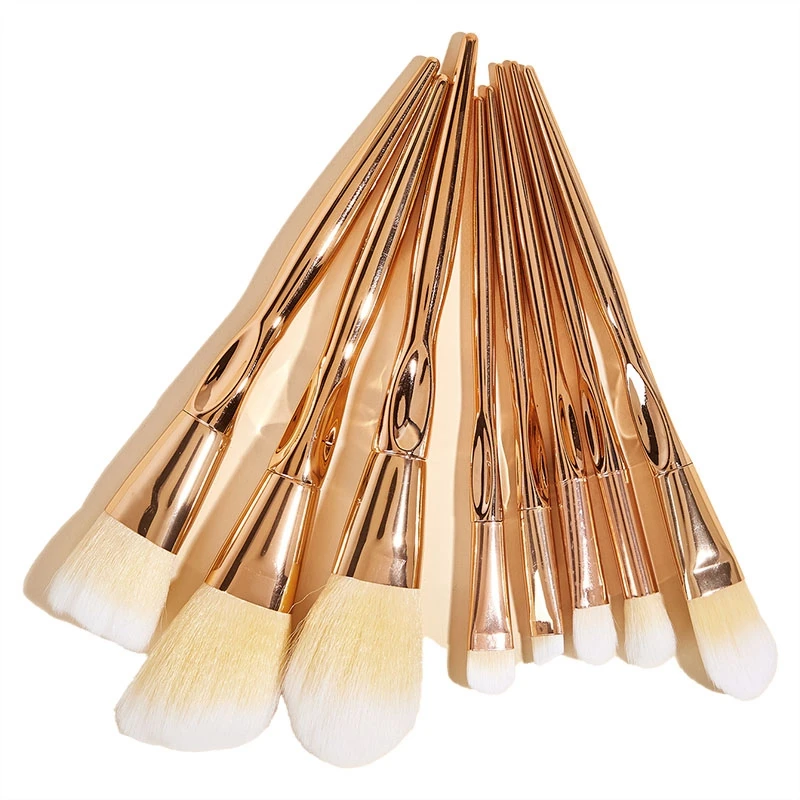 

8Pcs a Set Metal Makeup Brushes Cosmetic Face Foundation Power Eyeshadow Blush Make Up Brush Kit