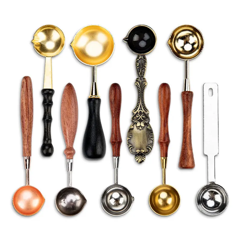 Восковая печь для печати в стиле ретро кастрюля с деревянной ручкой ложка воска