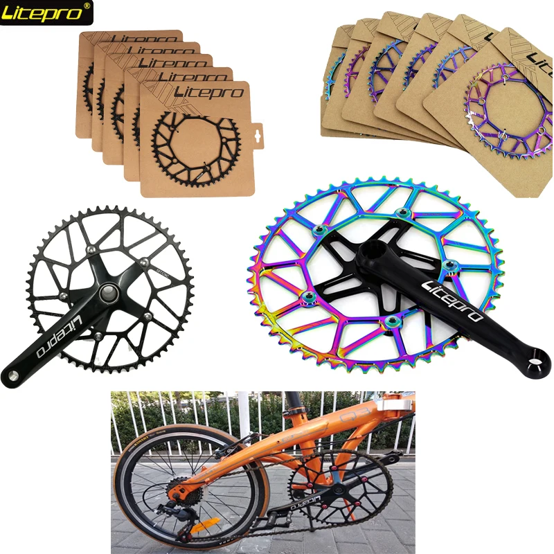 Лайтпро Цепное Колесо для Складного Велосипеда Ультралегкого Сплава CNC 130BCD 46/48/50/52/54/56/58T Цвет BMX Цепь 9/10/11 Скоростей Цепь.