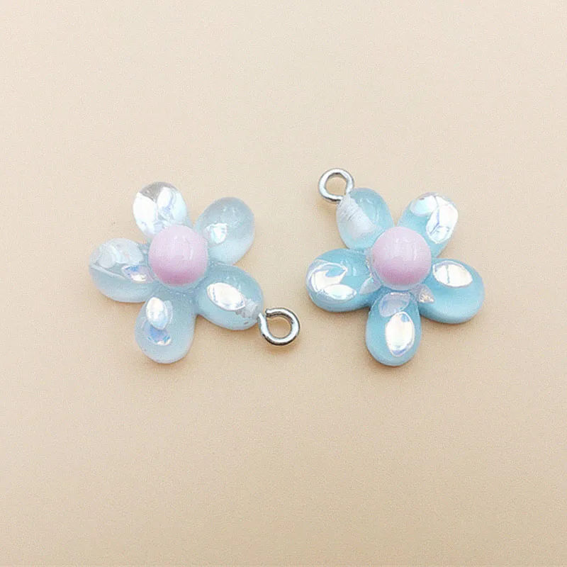 

10Pcs 3*2.3CM Resin Candy Color Cute Flower Charms For DIY Making Earrings Necklace Jewelry Accessories New Fashion