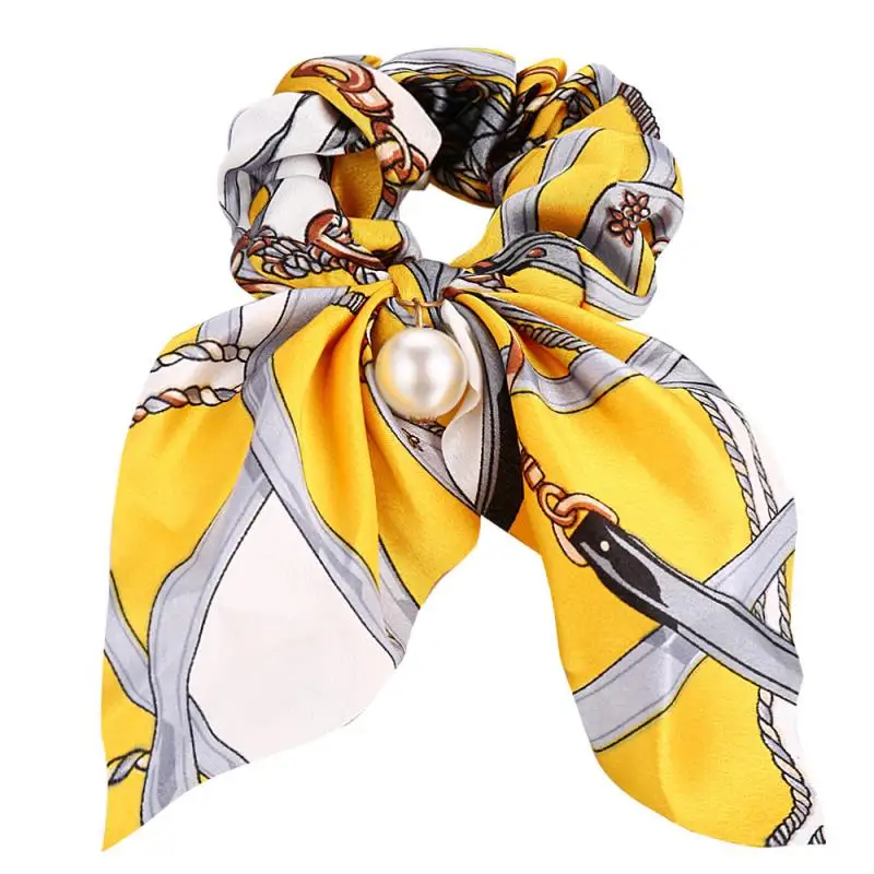 Резинка для волос с цветочным принтом женская эластичная лента жемчужинами и