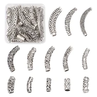 26pcs 13 styles tibetan curved tube beads charm antique silver color loose spacer bead for bracelet necklace diy jewelry making