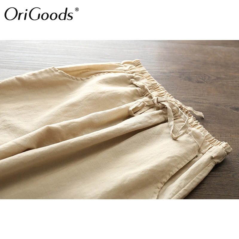 Женские однотонные Капри OriGoods розовые белые зеленые с эластичной резинкой на