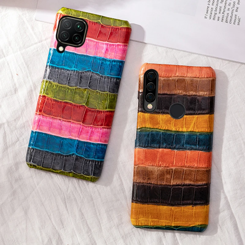 

Leather Phone Case For Huawei P20 P30 Lite P40 P50 Pro Cowhide Colorful case For Mate 40 RS 30 20x 10 Cover