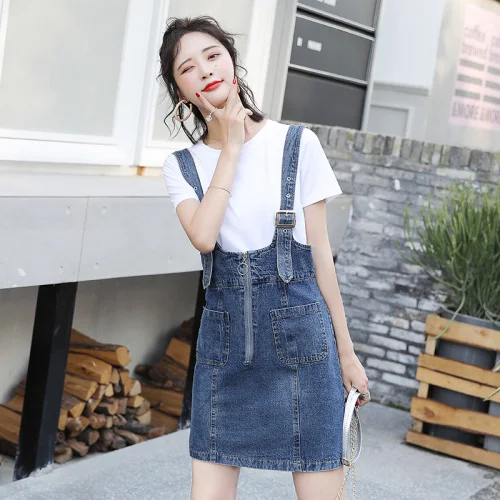 Denim Two Piece Set Top And Skirt Suspender Jean Suit Korean Women 2 Sets Clothing With Skirts Ensemble Femme Deux Pieces |