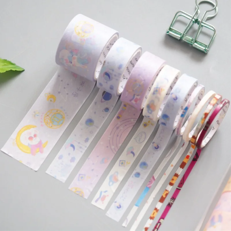 9 pcs/pack Rabbit Constellation Planet Star Washi Tape Set Adhesive DIY Scrapbooking Sticker Label Masking | Канцтовары для офиса