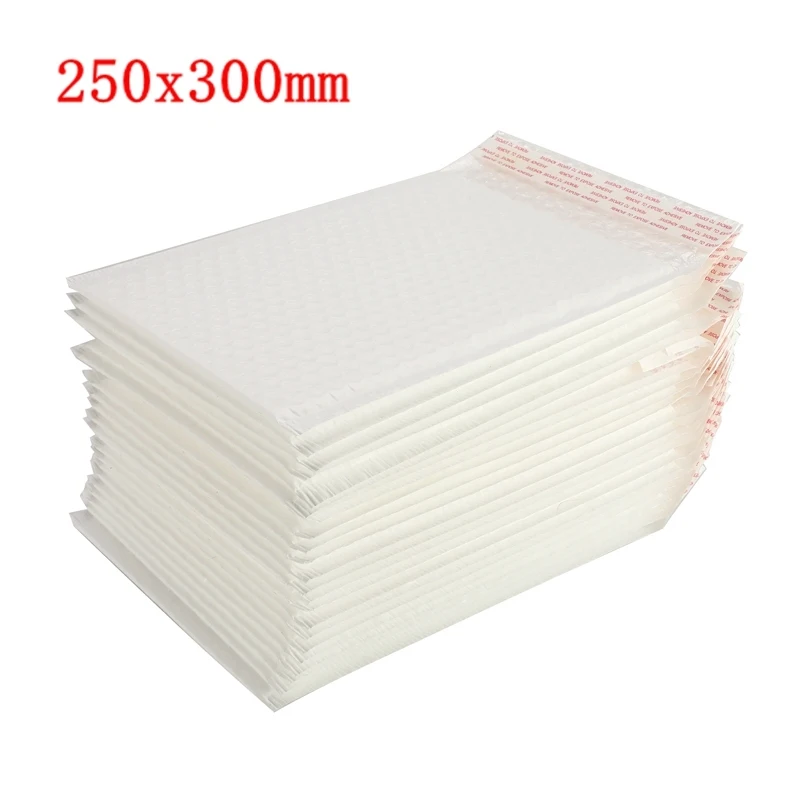 250x300mm 50 шт/партия различные спецификации матовый белый пакет из воздушно-пузырьковой пленки мешок пены Экспресс Упаковка Почтовый Конверт Сумка - Цвет: 250x300mm