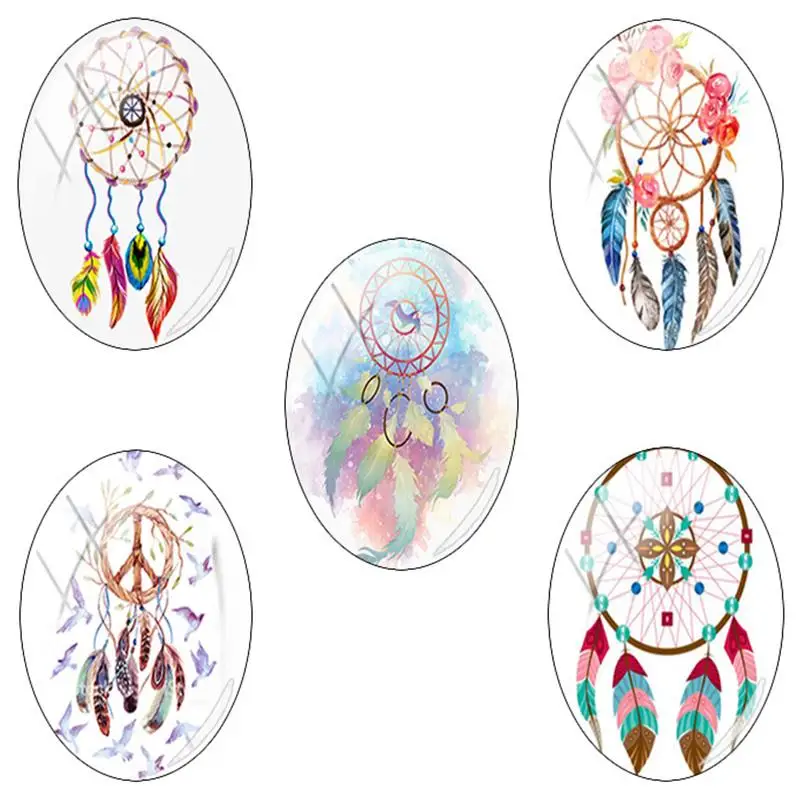 

TAFREE Fashion Beauty Dream catcher Oval Shaped 18x25 mm Photo s/lot Glass Cabochon Dome Flat Back Jewelry Pendant base DH39