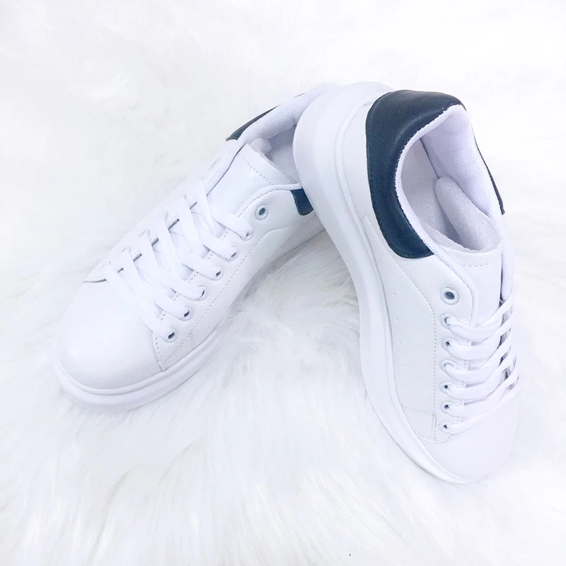 Кроссовки женские кожаные на платформе повседневная обувь плоской