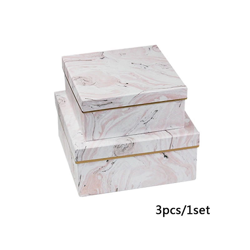 C Pink 3 Pcs Рождественский креативный Простой Мраморный Стиль Подарочная коробка флорист шляпа Коробки Подарочный пакет конфеты коробка упаковка Цветы Подарки вечерние принадлежности - Цвет: C Pink 3 Pcs