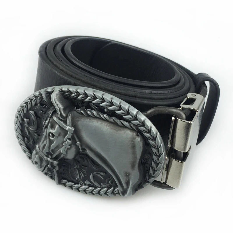 Мужской эксклюзивный бренд лошади Серебряный бронзовый металлический ремень