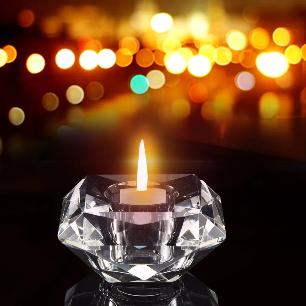 Прозрачный Ясный Кристальный стеклянный подсвечник чай светильник стенд