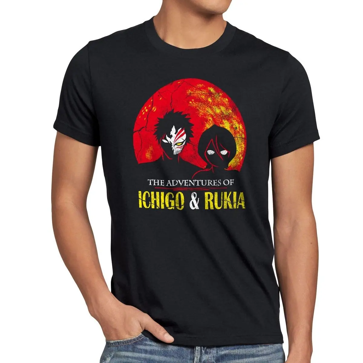 Ichigo Rukia Винтажная Футболка Herren bleach аниме манга dmon bankai shinigami хип хоп новые футболки