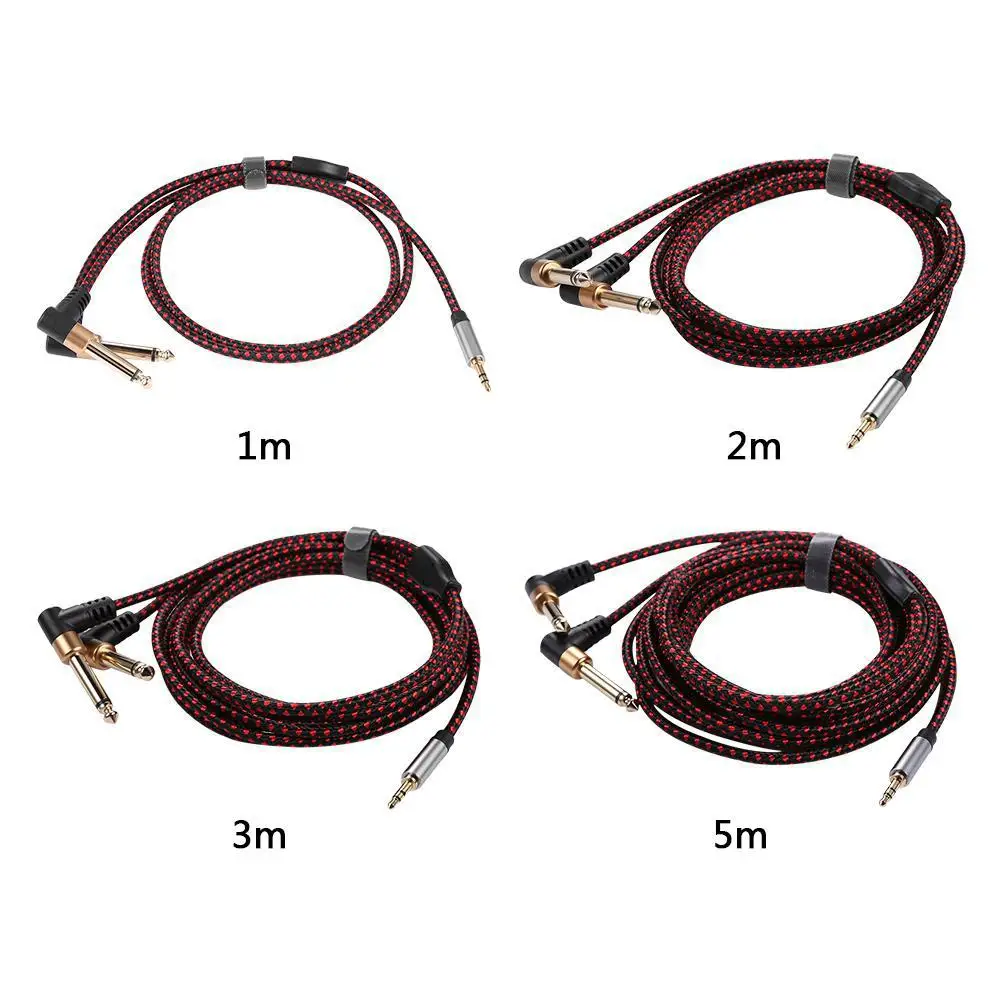 Угловой аудиокабель с разъемом Mini Jack 3 5-Dual 1/4 &quotJack для усилителя колонки ТВ ПК