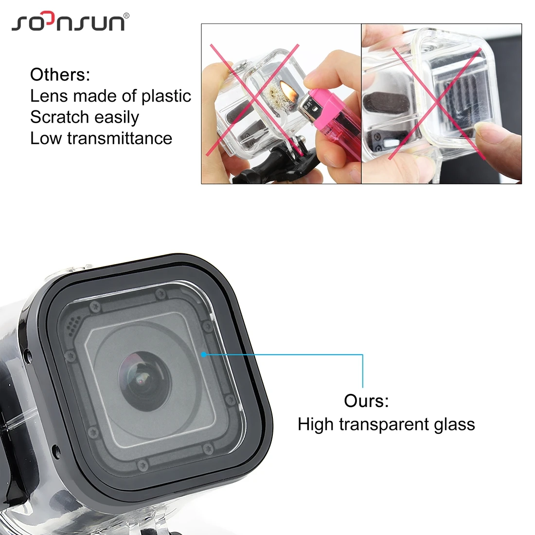 SOONSUN 60 м подводный водонепроницаемый корпус для дайвинга защитный чехол GoPro Hero 5/4