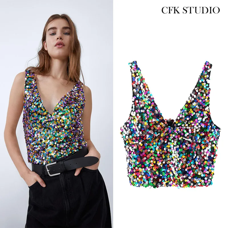 Летняя пикантная укороченная футболка Топ с глубоким v образным вырезом и