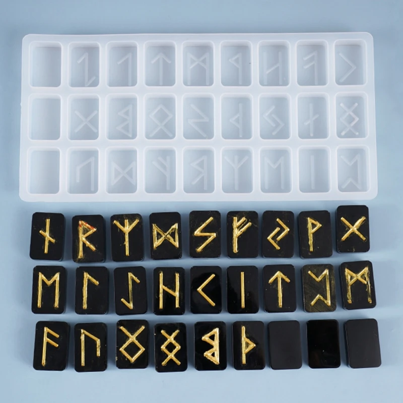 

Crystal Epoxy Resin Mold Energy Symbol Runes Letter Word Model Mirror Casting Silicone Mould DIY Crafts Pendant Jewelry Making