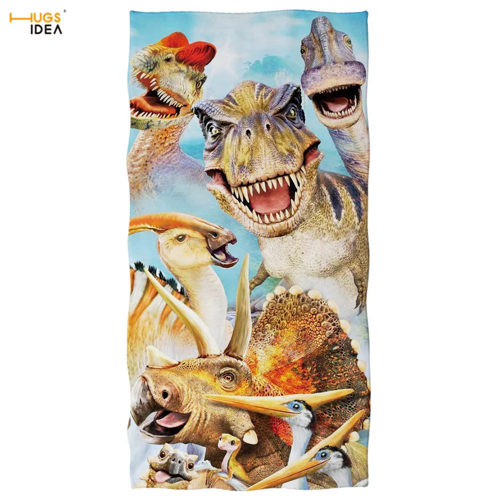 

HUGSIDEA Cartoon Dinosaur Pattern Bath Towel Boys Quick Dry Face Hair Blanket Home Bathroom Function Absorbent Towels Beach Kids