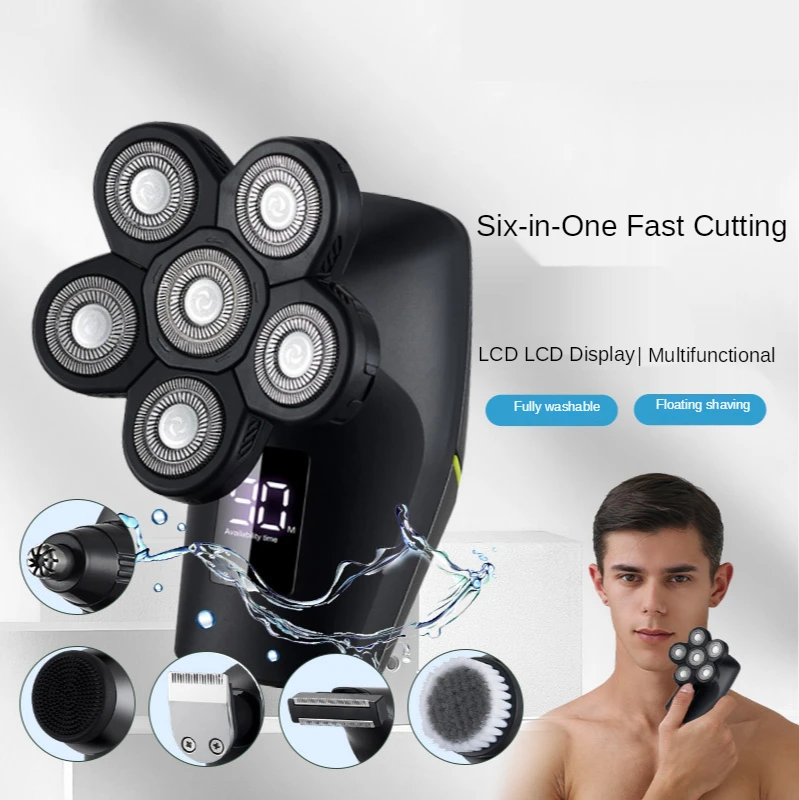 

Men Only Quick Shave Electric Razor Whole Body Washable Digital Display Razor 6 In One Set Multifunctional Bald Hair Machine