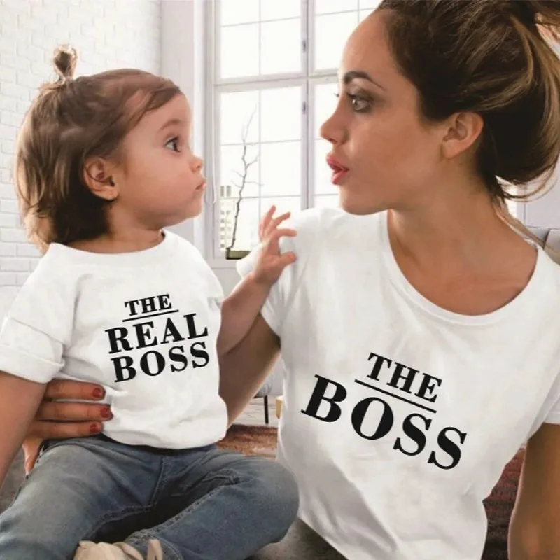 Детские боди с принтом Real Boss семейные подходящие футболки детская одежда Женский