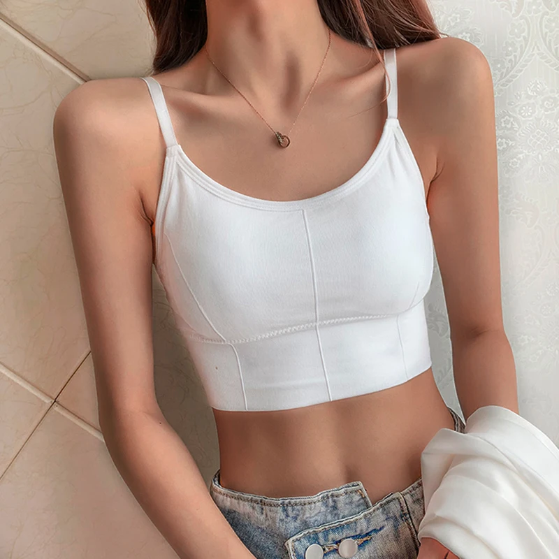 

FINETOO Padde Bra Women Cotton Bralette Solid Color Tops Wireless Active Bra Wire Free Tube Top Female Lingerie Fast Shipping