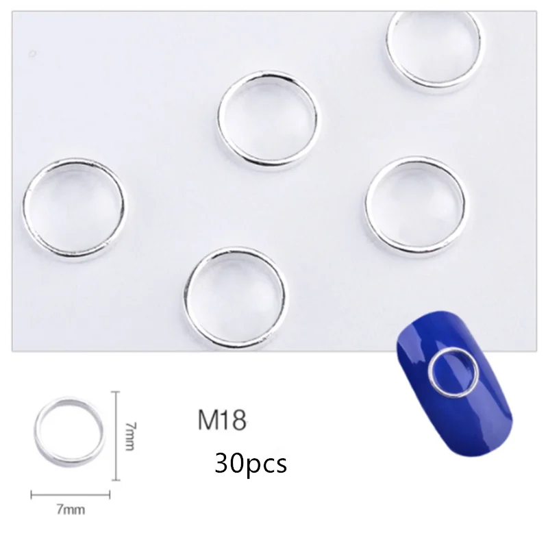 30 шт./упак. Золотой Серебряный ноготь искусство украшения 3D металлические полые