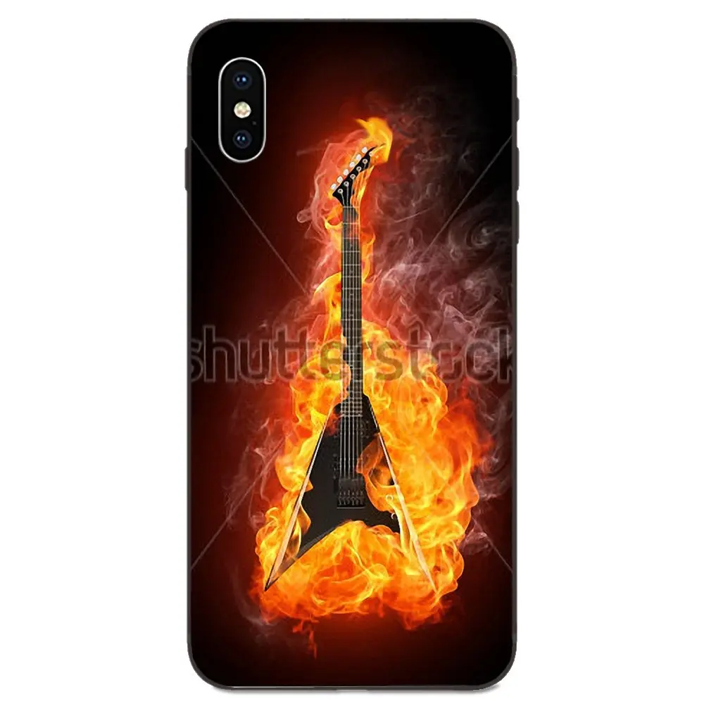 Огонь воды гитара музыкальный плакат для Apple iPhone 4 4S 5 5S SE 6 6S 7 8 11 Plus X XS Max XR Pro ТПУ