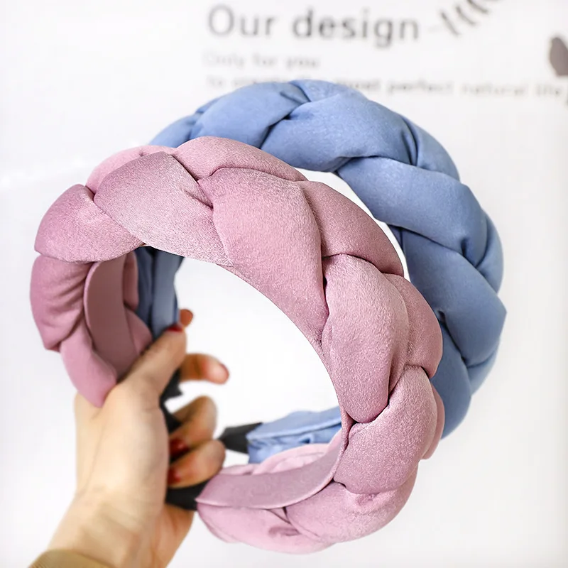 

New Solid Color Women Hairband Cross Knot Braid Headband Autumn Winter Thick Sponge Hair Band Wide Side Turban Girl's Headwear