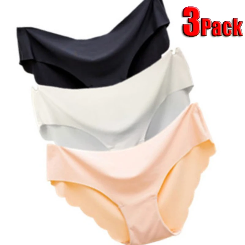 

Women Seamless Panties Ice Silk Underwear Ruffle Panties Underpants Sexy Lingerie Seamless Smooth Briefs