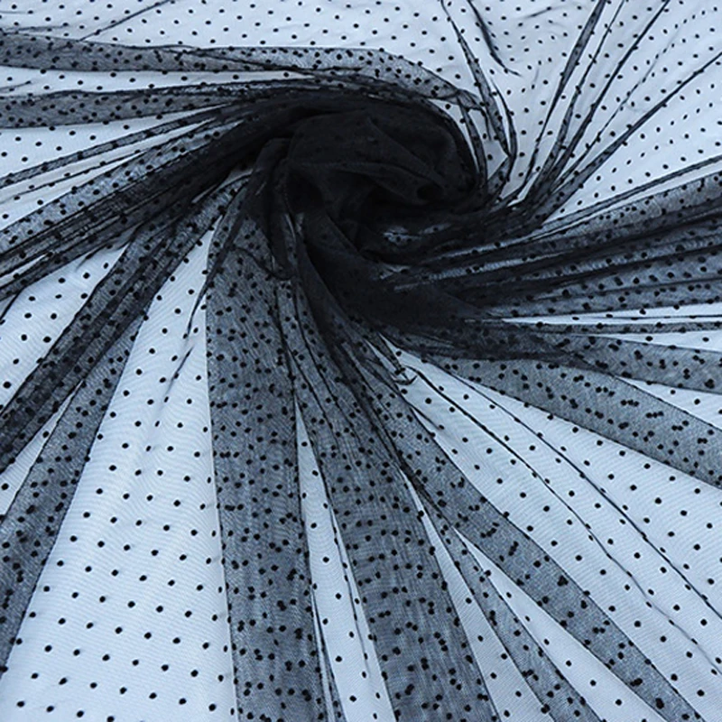 Тюль кружевной в горошек флокированная ткань для платья с москитной сеткой стиле