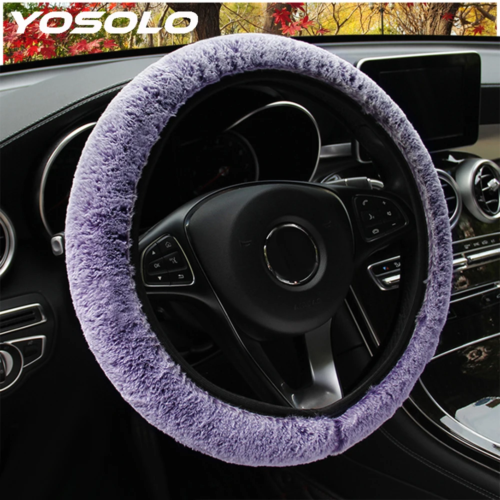 YOSOLO чехол рулевого колеса автомобиля зимние теплые Чехлы аксессуары для