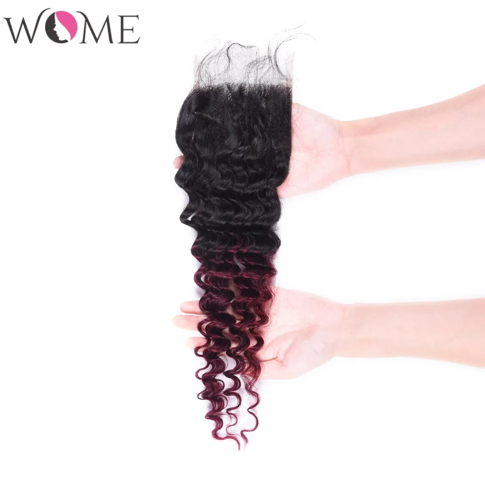 Женские перуанские пряди T1B/99J с глубокой волнистой застежкой 4 вьющихся